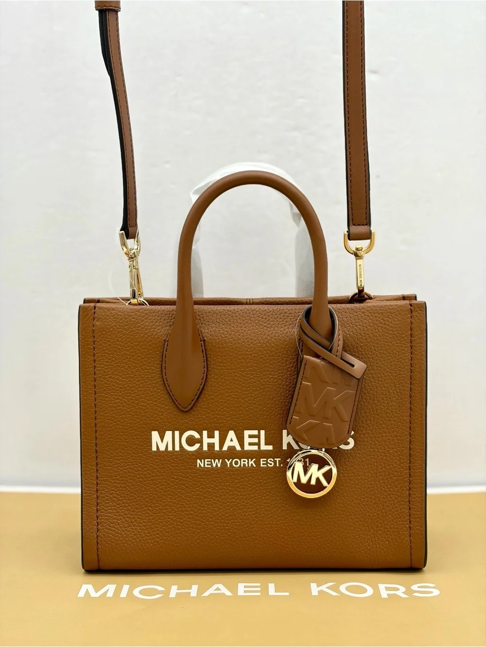 Michael Kors Mirella Small Shopper Top Zip Tote Crossbody Luggage